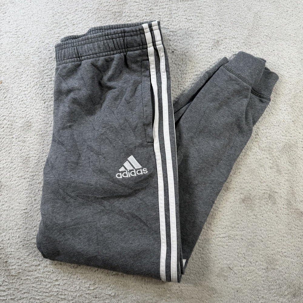 Adidas Sweatpants Mens Medium Grey Drawstring French Terry Pocket Joggers Gym